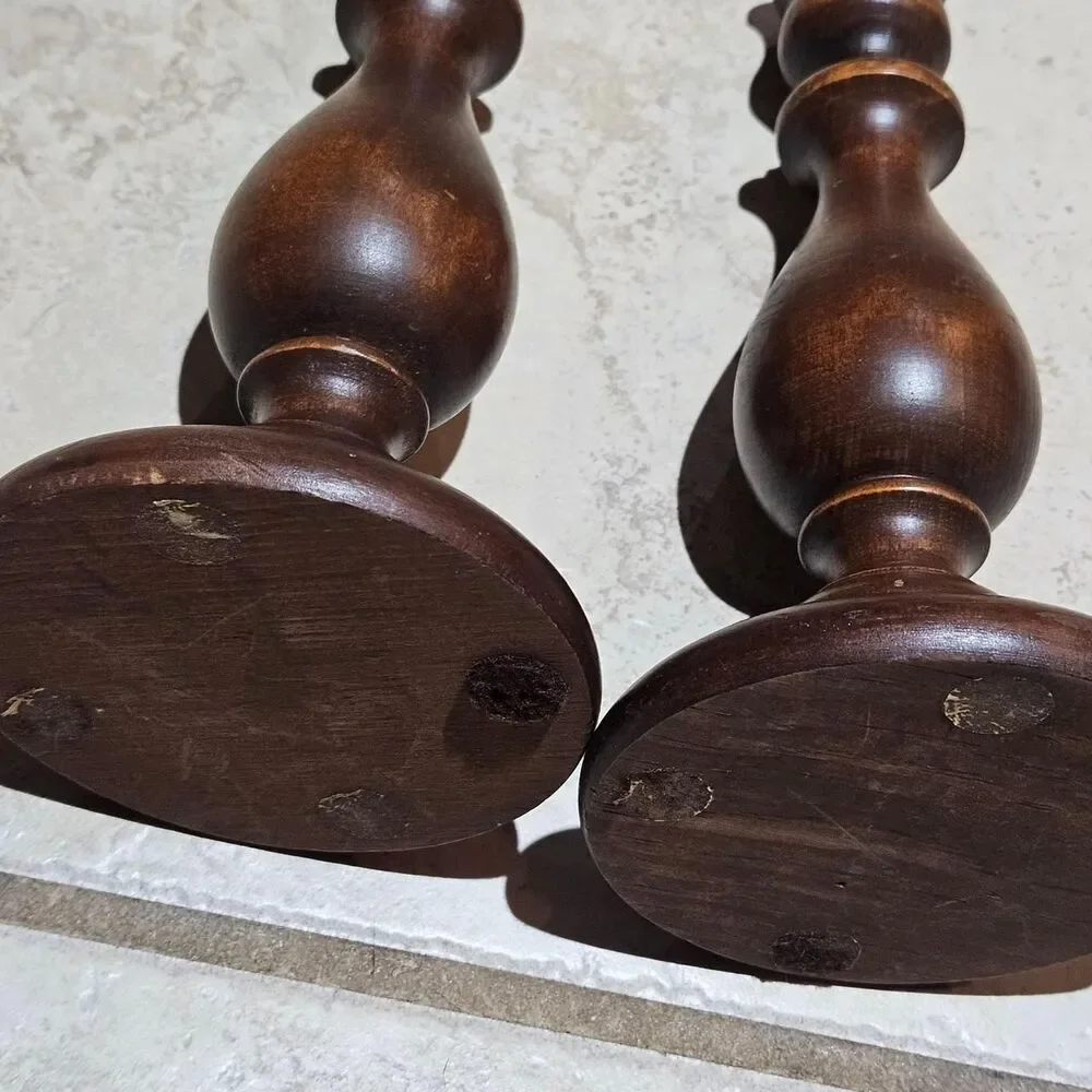 vintage whimsigoth witchy dark brown wooden candle holders